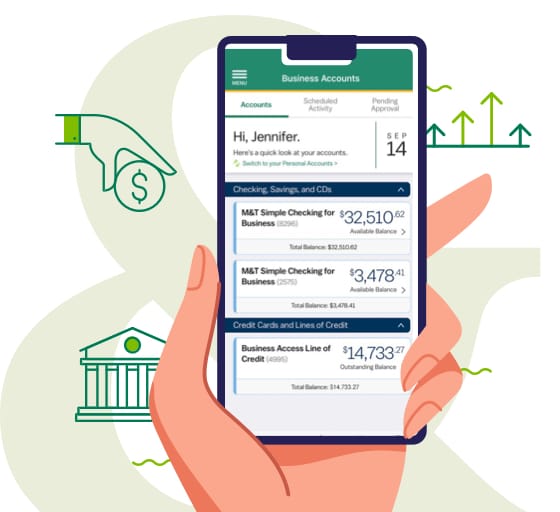 Sample screen of online banking application